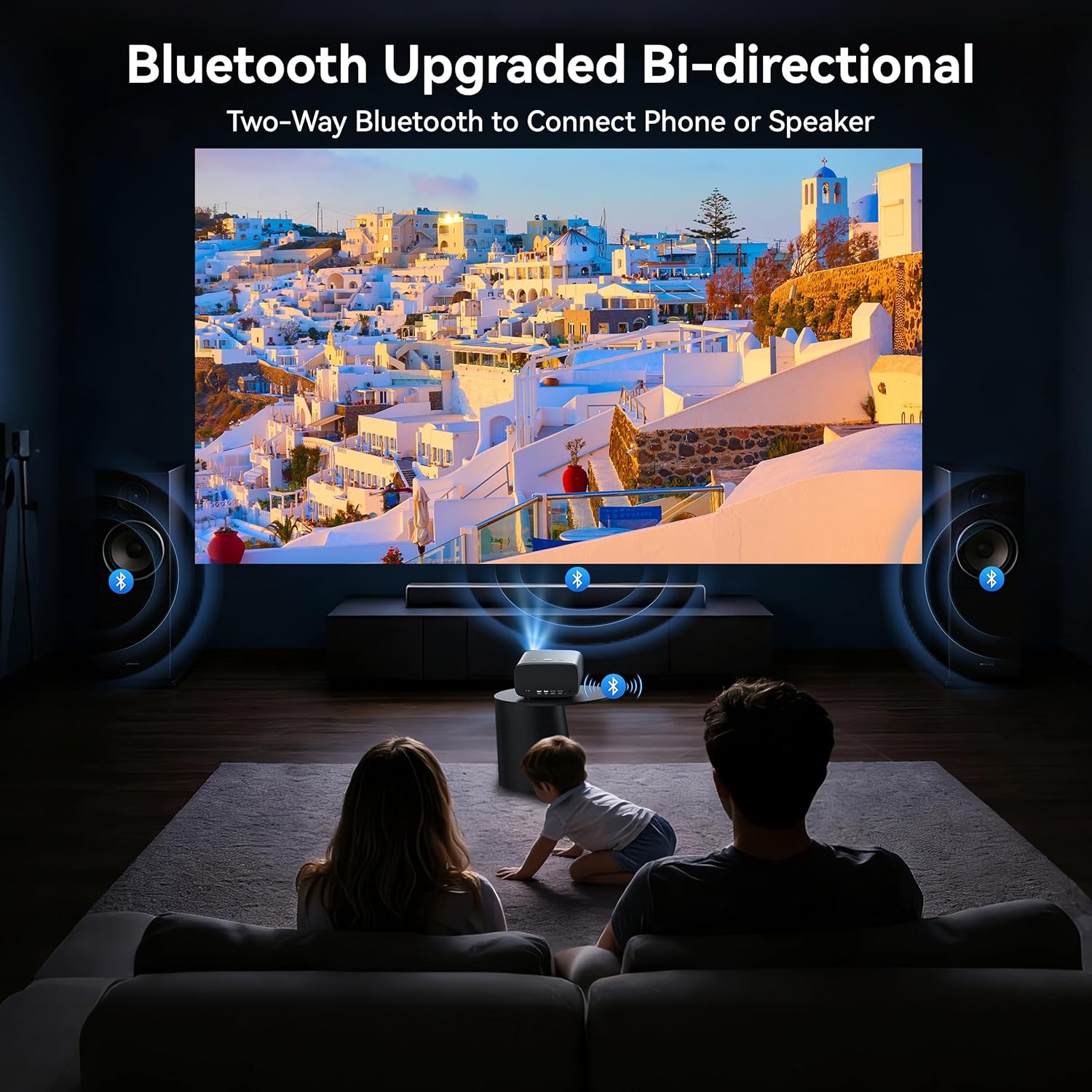 【1200 ANSI/4K Supported/Netflix Licensed】Smart Projector with WiFi and Bluetooth, Movie Home Theater with AI Auto Focus&Keystone, Video Projector with Dolby, 400'' Display for Indoor/Outdoor Proyector