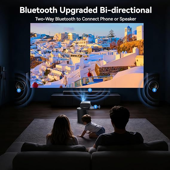 Walnutt 2000 ANSI Outdoor Movie Projector, Official Apps, 4K Home Theater | AI Auto Setup, WiFi6, Bluetooth Audio In/Out, HDR10, 30W Dolby, Live TV, CEC One-Remote, Sleep Timer, 5 Picture & Sound Modes