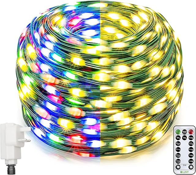 Ollny Outdoor Christmas Tree Lights - 100M 800LED Christmas Fairy Lights Mains Powered with 11 Light Modes IP67 Waterproof String Lights Plug in for Outside Indoor Garden Xmas Tree Decorations