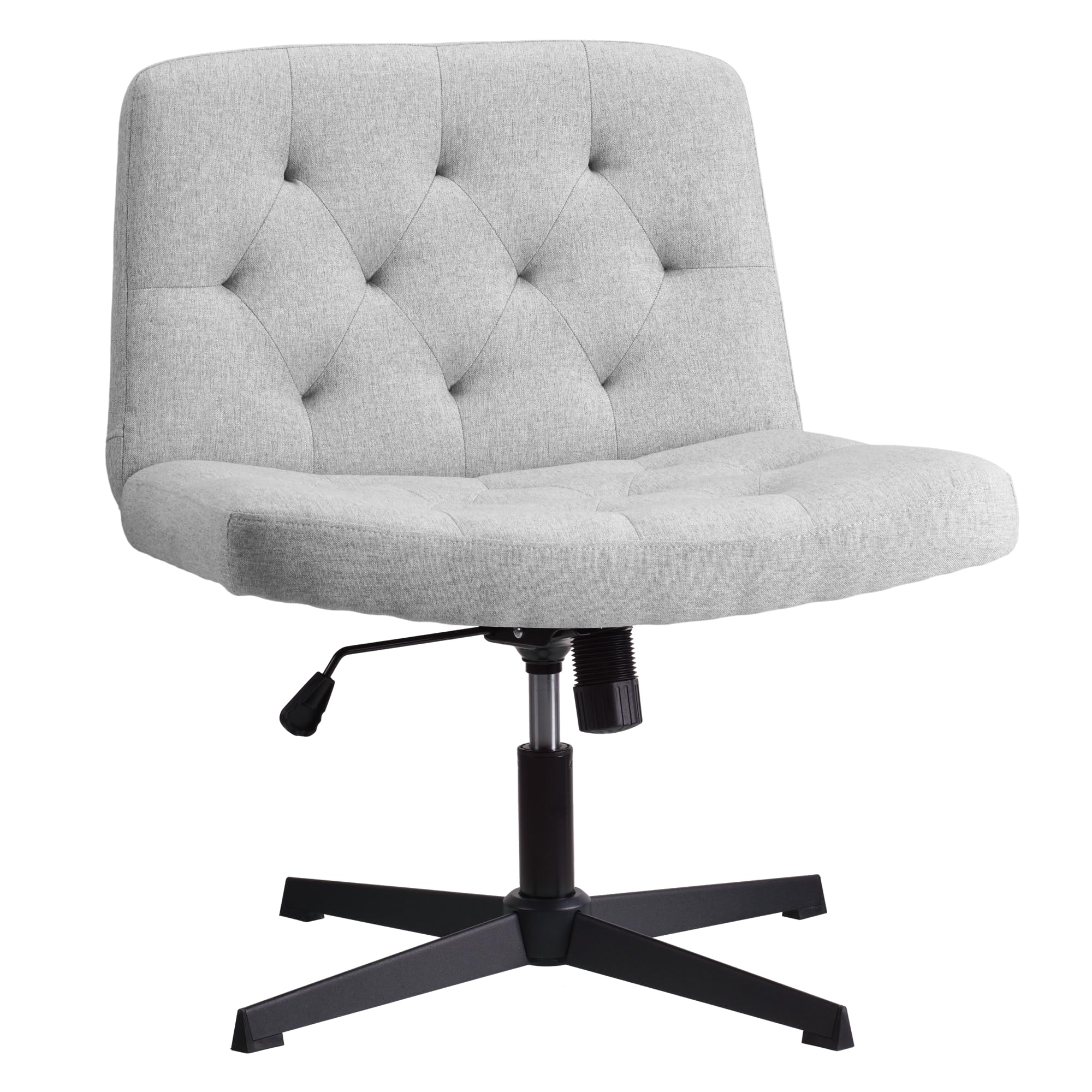 Sedia da scrivania ergonomica in pelle con design senza braccioli girevole a 360°, seduta imbottita regolabile in altezza, perfetta per casa, ufficio, computer, attività di vanità