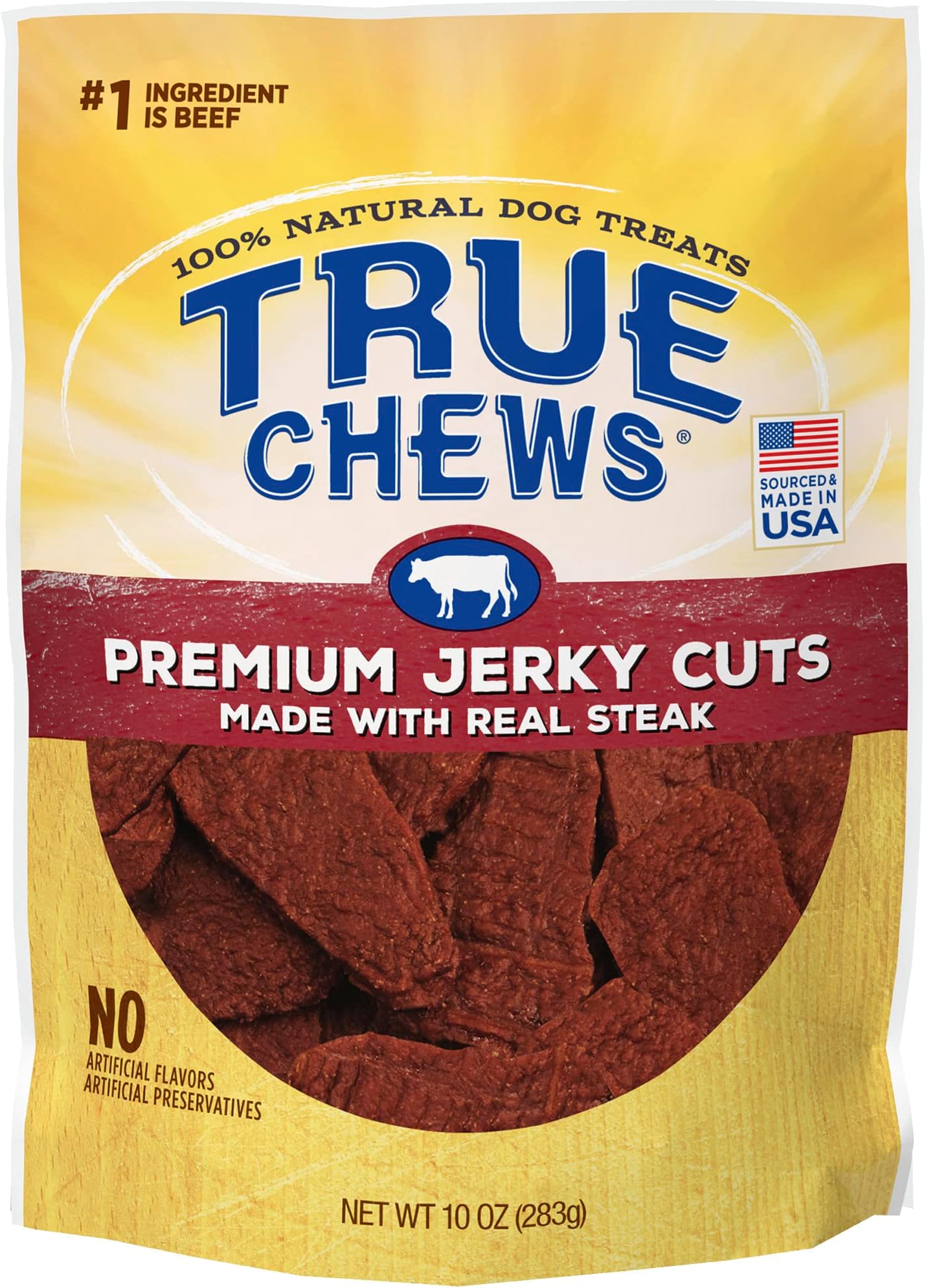 Blue BuffaloTrue Chews Premium Jerky Cuts Natural Dog Treats, Steak 10 oz bag