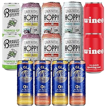 Refreshing Non-Alcoholic Beverage Mix 14 Pack Includes White Claw, Lagunitas, Bravus, and Wine0 Premium Alcohol-Free Drinks for Every Occasion