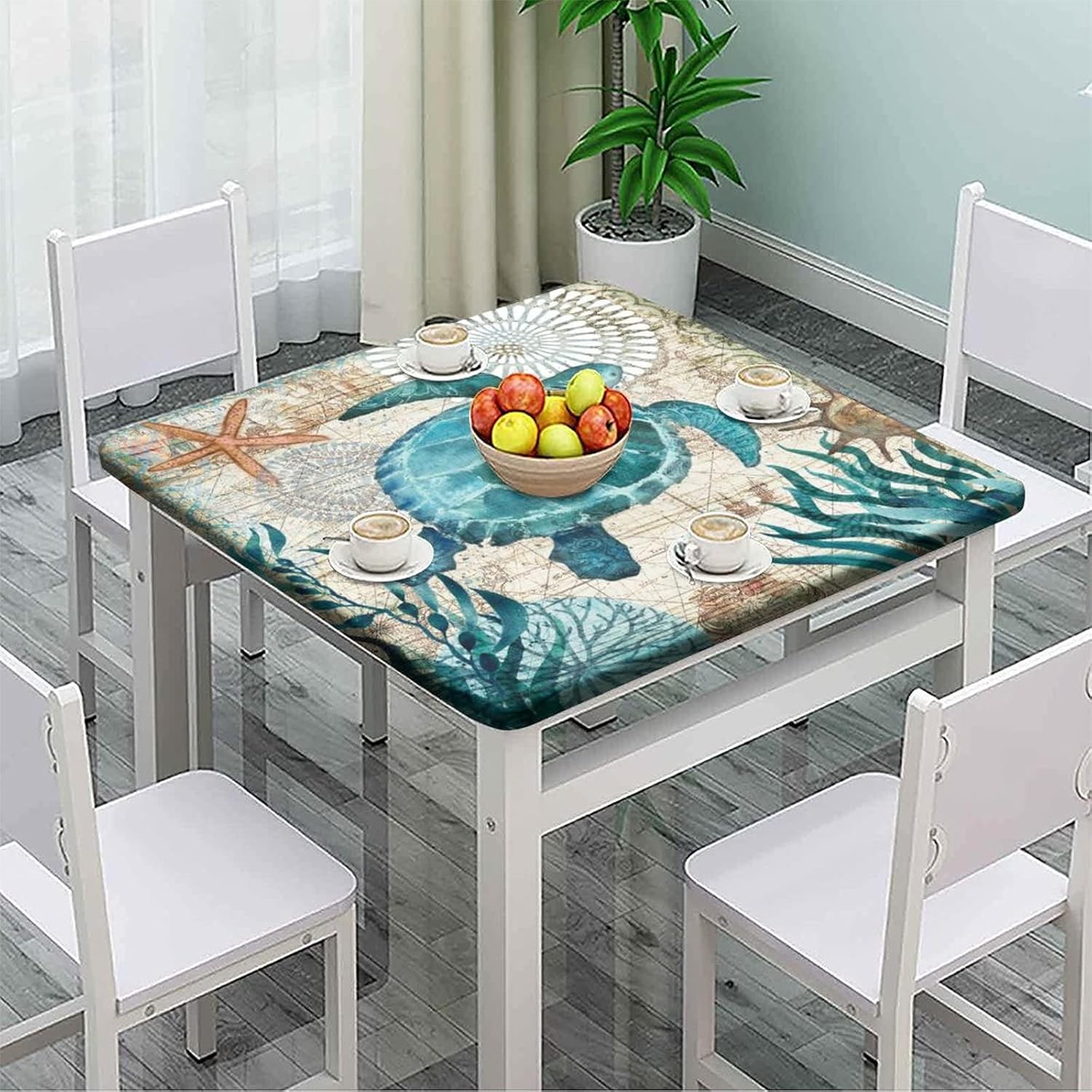 Fitted Tablecloth Square-Turtle-Elastic Edge Table Covers, for Kitchen Dining Picnic Party 42x42 in