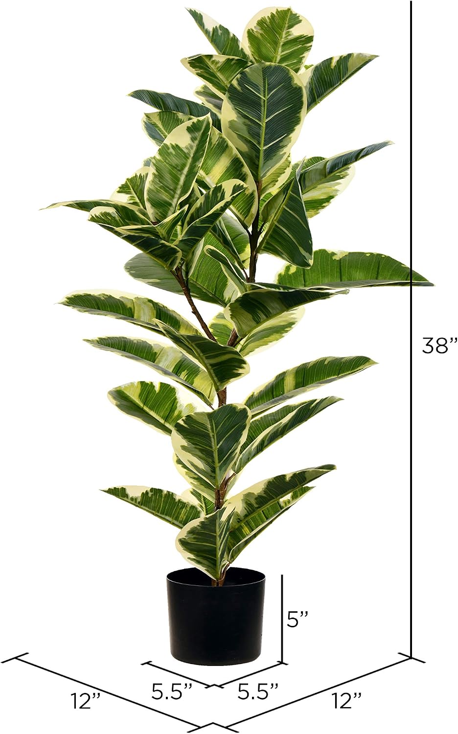 Vickerman Everyday 38" Artificial Real Touch Potted Dieffenbachia Tree - Lifelike Home Office Decor - Faux Indoor Potted Tree - Perfect Indoor Greenery