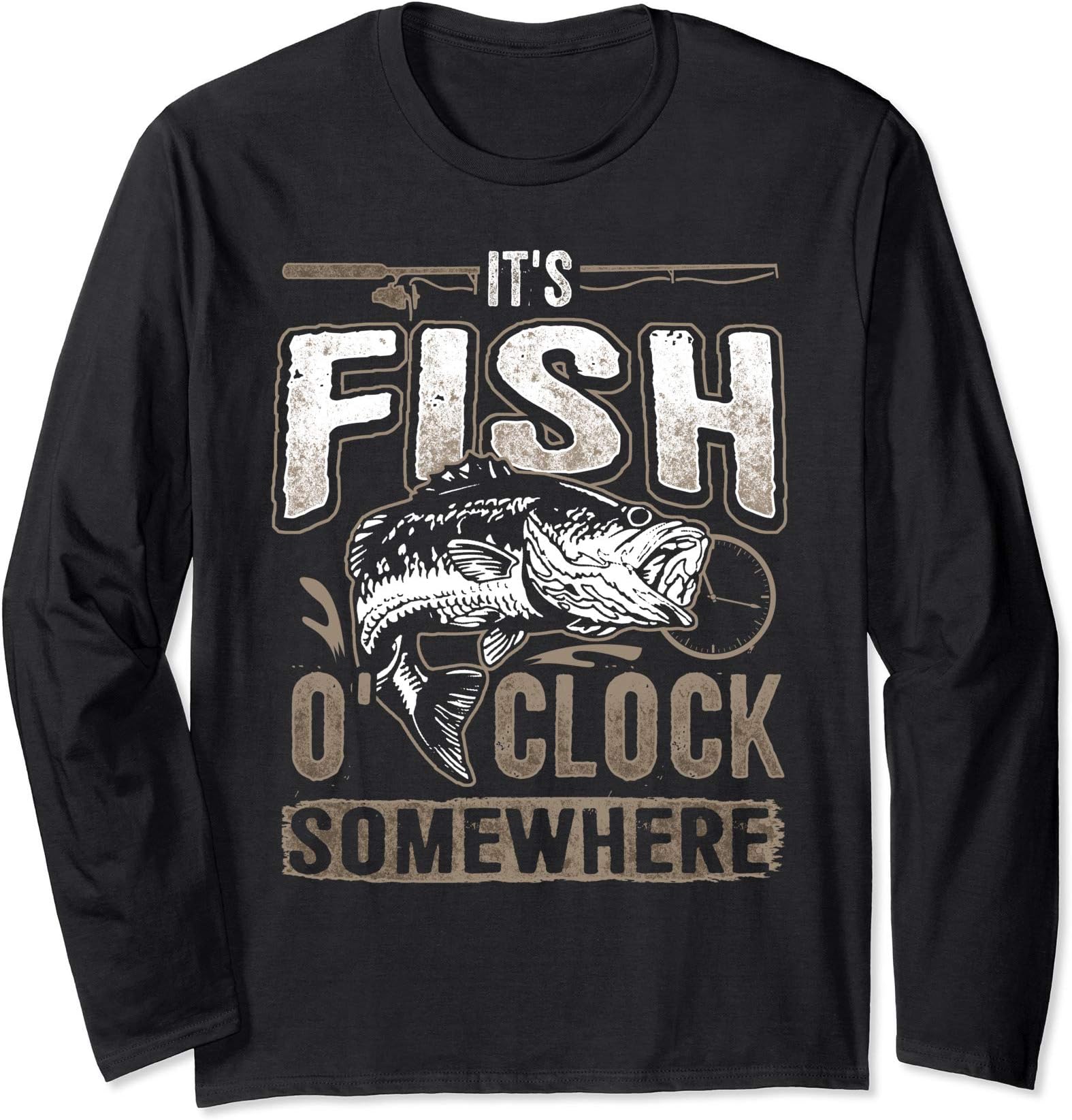 It's Fish O'clock Somewhere-Funny Long Sleeve Fishing Tshirt