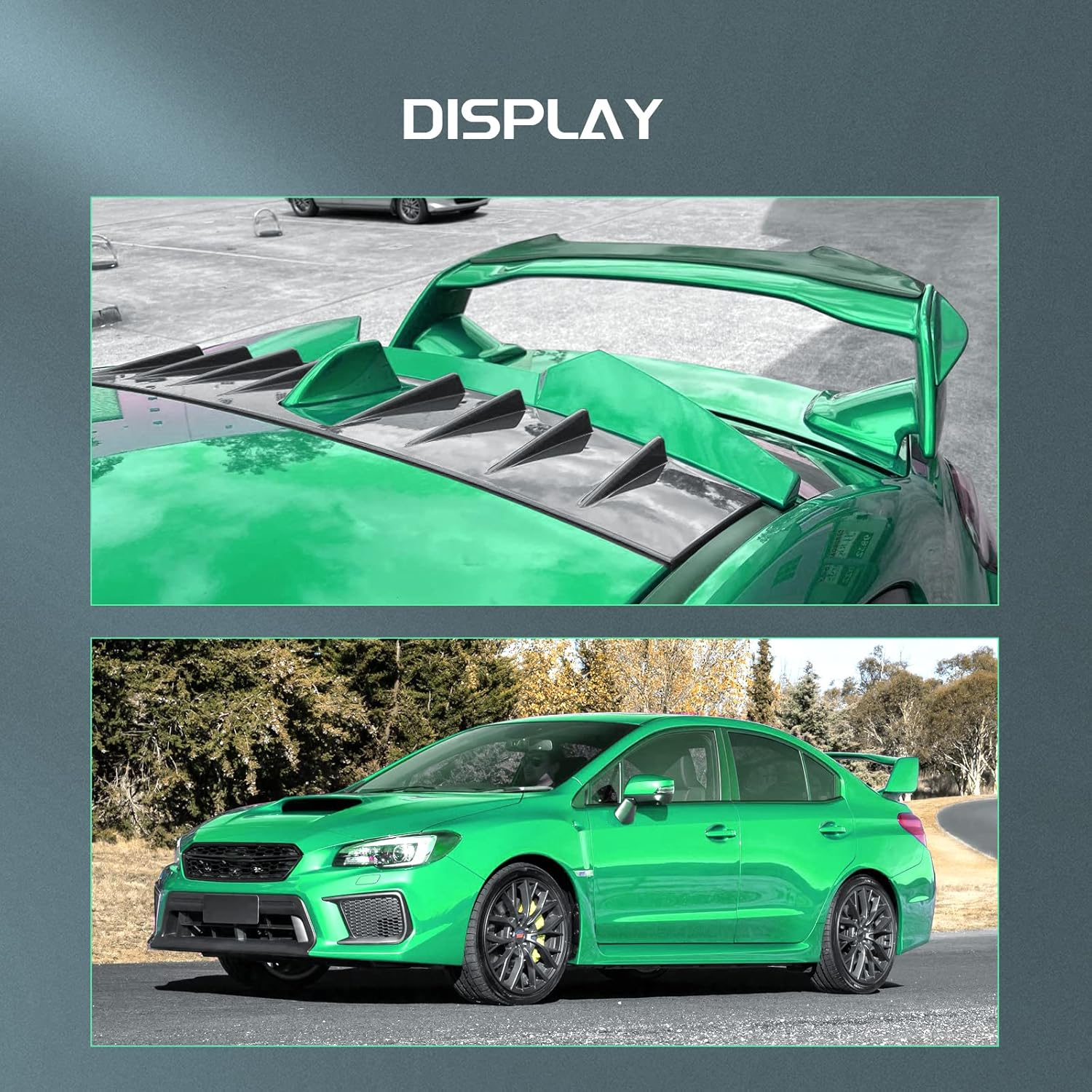 SCITOO Shark Fin Diffuser, Rear Roof 8 Shark Fin Spoiler Wing Hard ABS Diffuser Shark Fin Spoiler Trim Car Roof Shark Fins Kit for Subaru WRX STI 2015-2018,Black