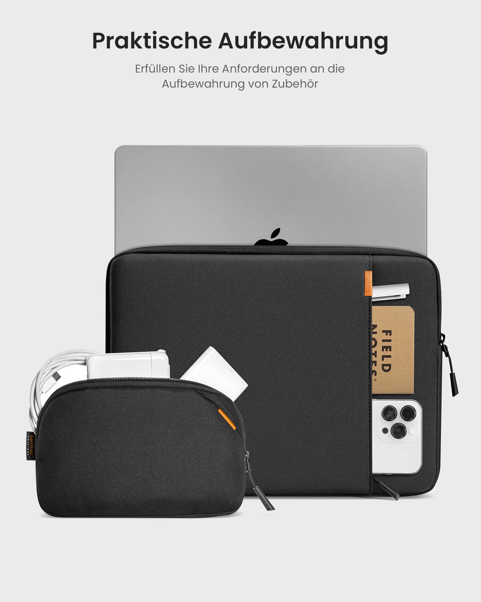 tomtoc 360° Laptop Tasche Hülle für 14-Zoll MacBook Pro M5 Pro/Max (2026) A3426 A3427 A3434, M4/M3/M2/M1 A3112 A3401 A3185, Passt 13,8" Surface Laptop 7, Wasserabweisend Laptophülle mit Zubehör Tasche