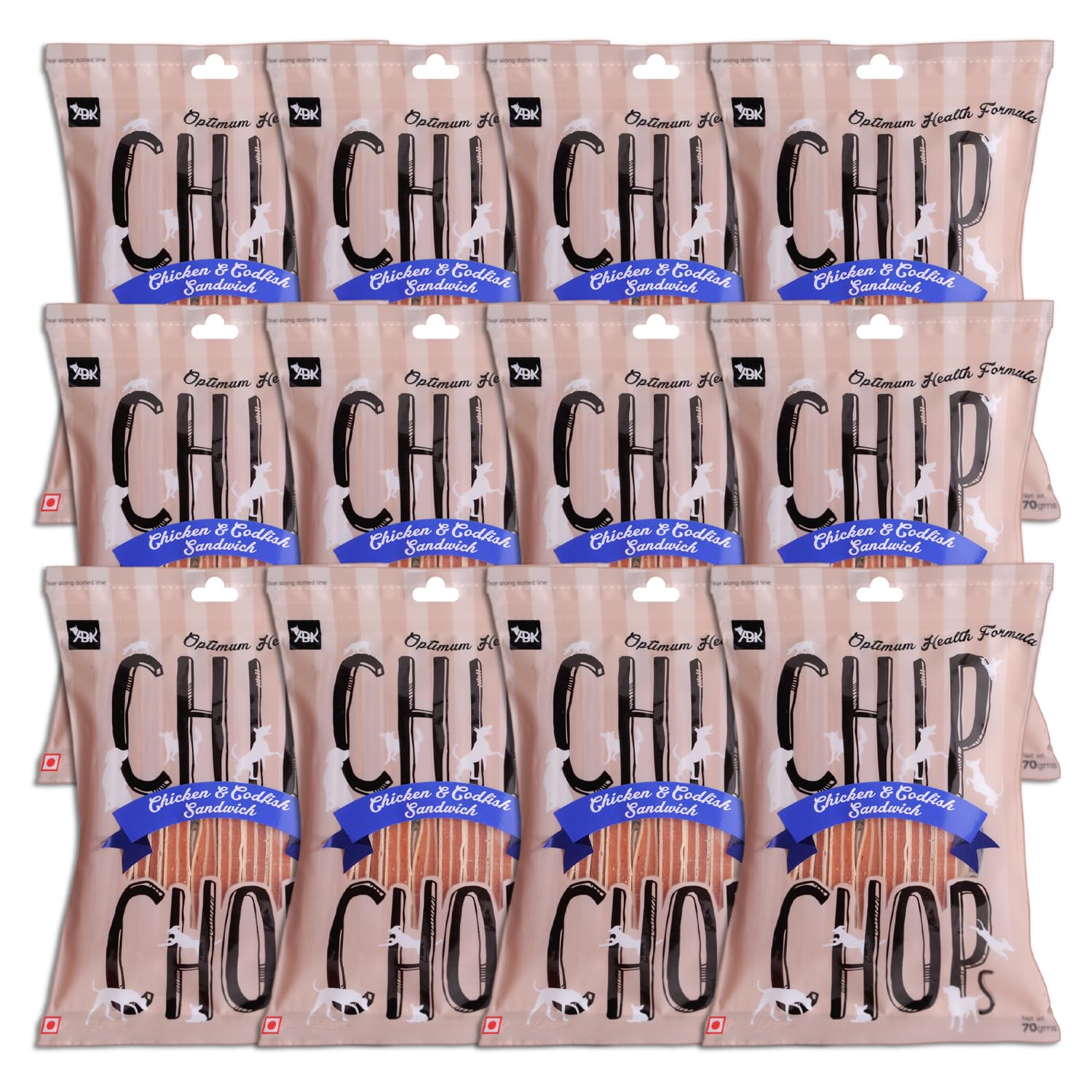 Chip Chops Chicken & Codfish Sandwich Stick Dog Treat, Highly Nutritional & Digestible, Suitable for All Dog Breeds, (Pack of 12) - 840g (B07R7VW6P4) Amazon Price History, Amazon Price Tracker