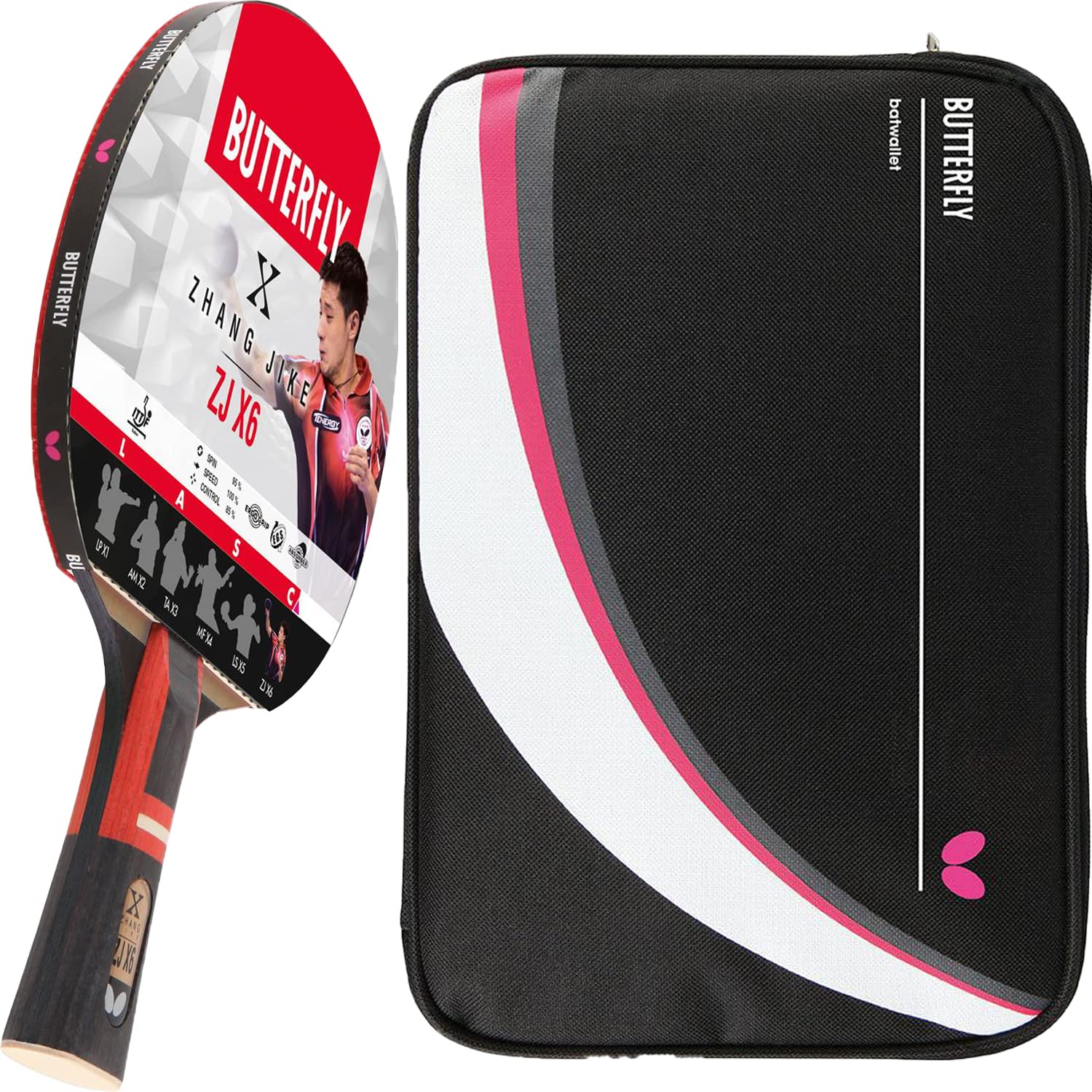 Butterfly Zhang Jike ZJX6 Tischtennisschläger + Tischtennishülle Drive Case II | Tischtennisschlägerset | Profi Set