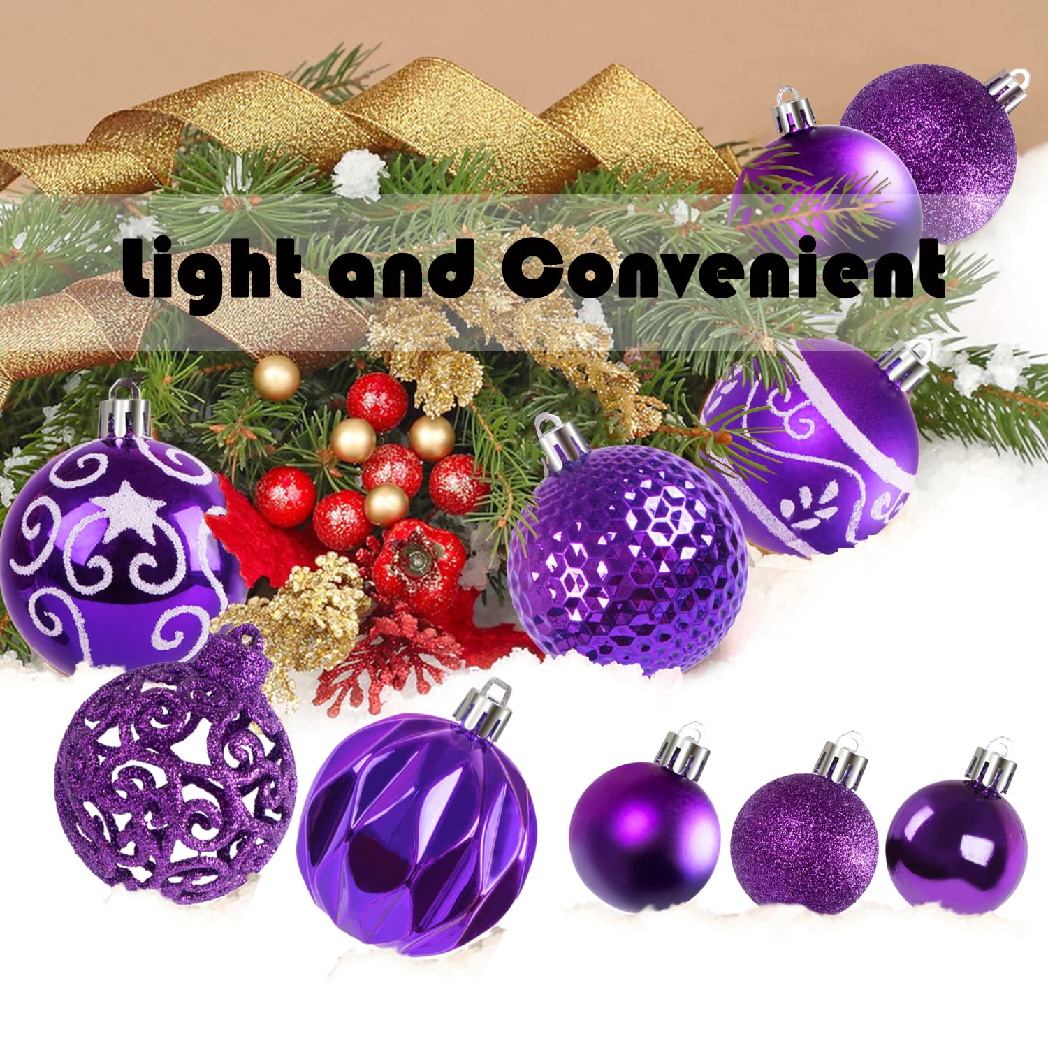 Miaikoe 16 Stuks Fluwelen Kerstballen Hangende Ornamenten Set, Voorgebonden Onbreekbare Plastic Beflierde Kerstballen Kerstdecoraties Festival Vakantie Feestdecoratie (Bruin, 6 cm