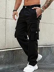 Calça cargo masculina, calça de moletom para caminhada, treino, calça tática com bolsos