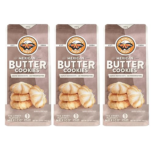 Galletas de mantequilla mexicanas, 3.6 onzas (paquete de 3), hechas con mantequilla real e ingredientes simples por La Monarca Bakery