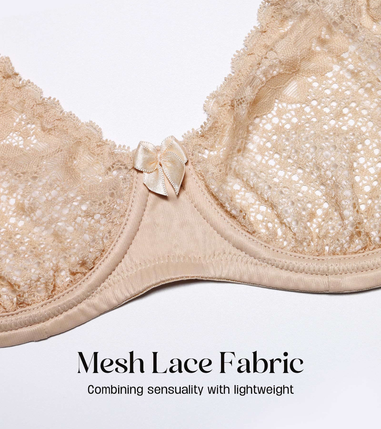 DotVol Soutien-Gorge Balconnet Femme Dentelle résille sous-vêtements Transparents avec Armatures Soutien-Gorge Non rembourré