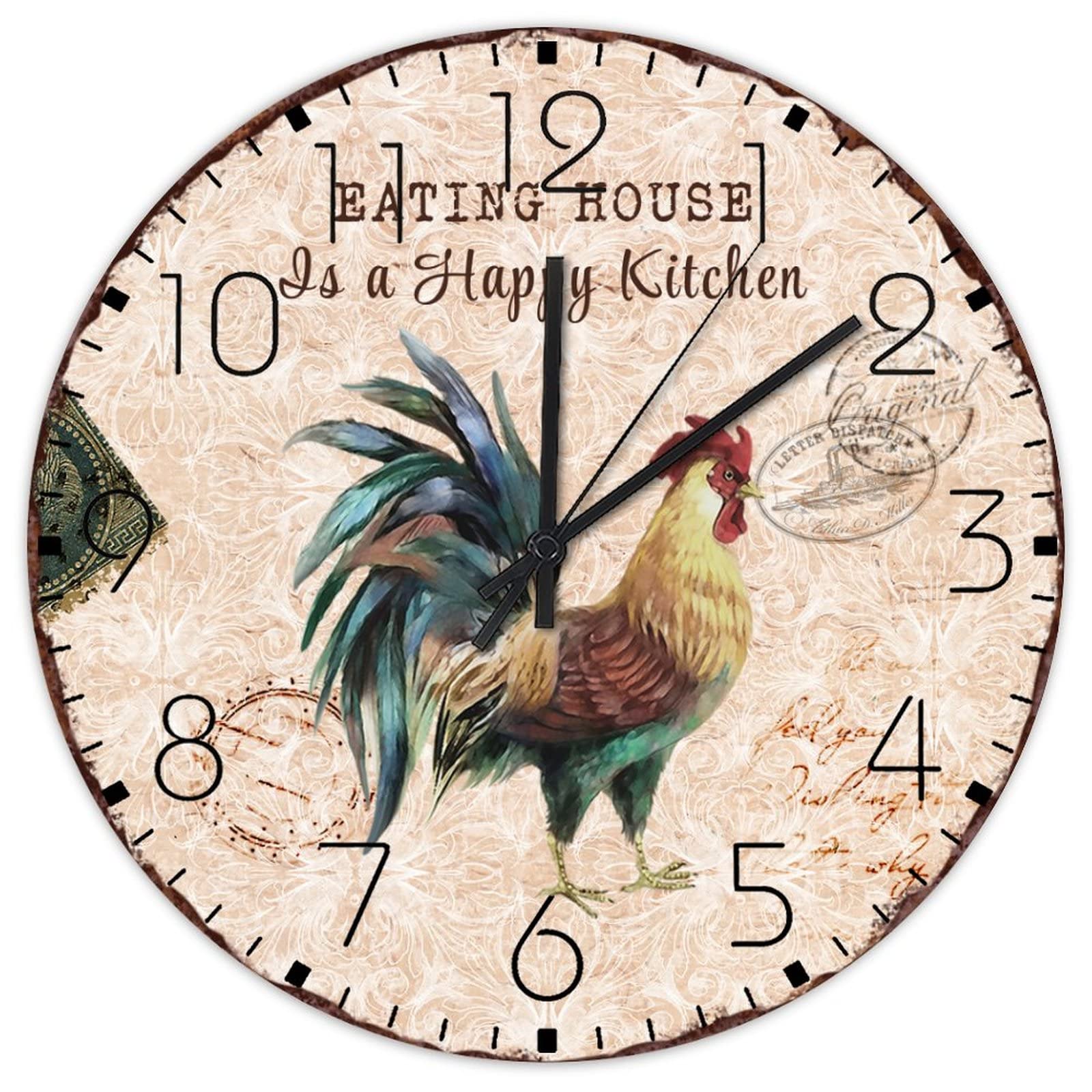 Horloges murales rondes en bois de 30,5 cm silencieuses pour église et salle d'étude