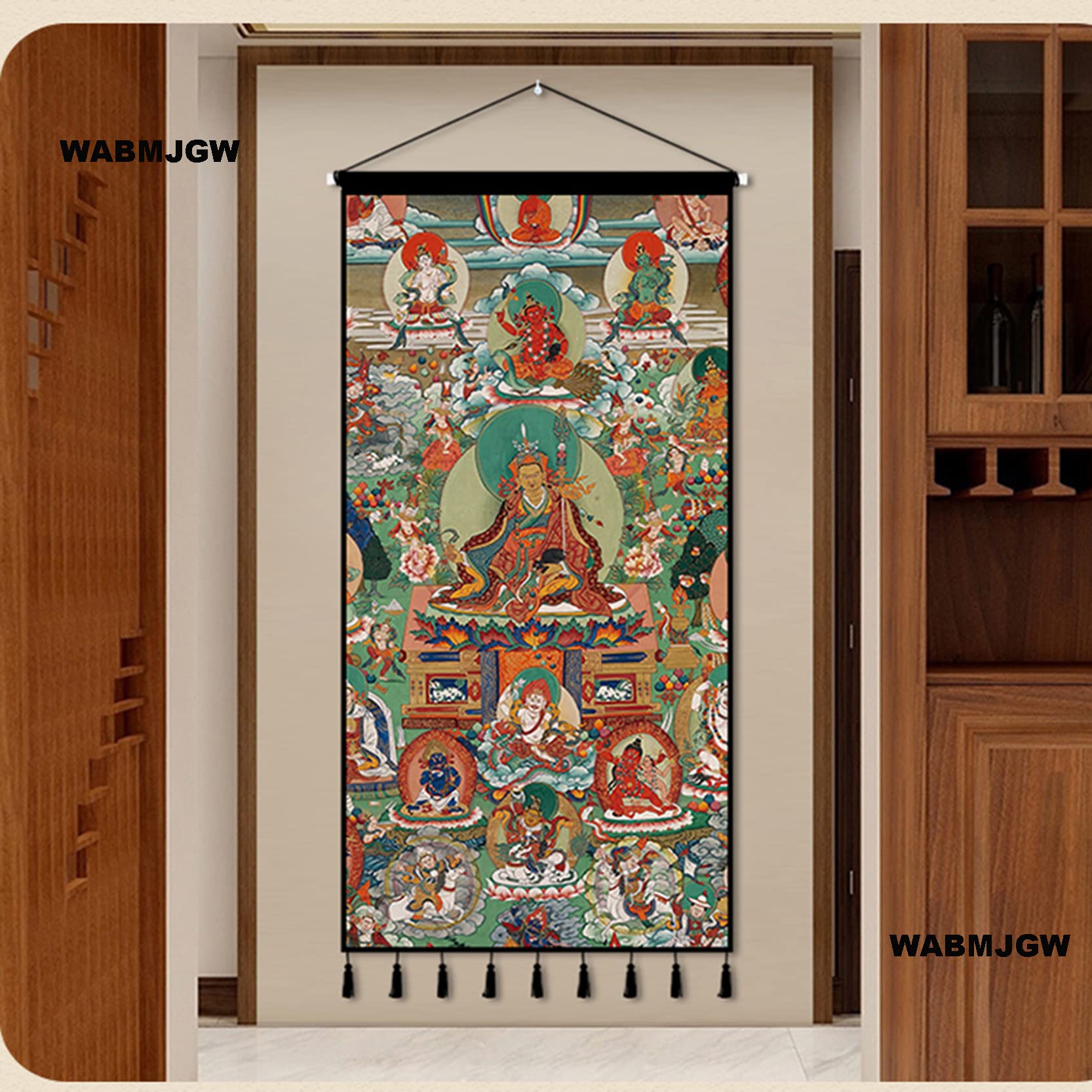 WABMJGW Arazzo da appendere alla parete Thang-ga Buddha tibetano appeso tessuto da parete nappe arazzo Banner decorazione da parete per soggiorno camera da letto, D-50 x 100 cm