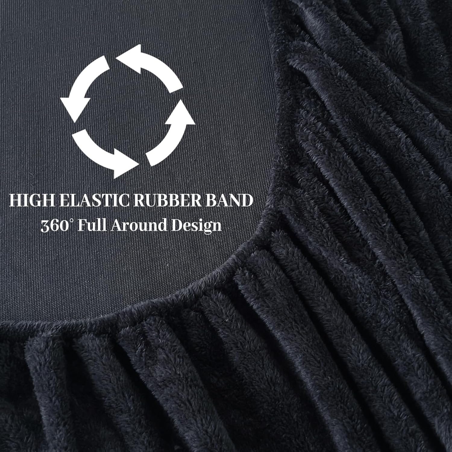 YIYEA Fleece Fitted Sheet Only, Ultra Soft Fluffy Plush Velvet Deep Pocket Fitted Bottom Sheet for Fall Winter, Cozy Warmth and No Shedding, Black, Queen