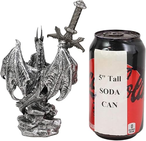 Miniatura 5 de Ebros Gift Legendario Dragón de Plata Guardián de la Cruz Alta Celta Abrecartas Escultura Decoración Hogar y Oficina Escultura Medieval Renacimiento