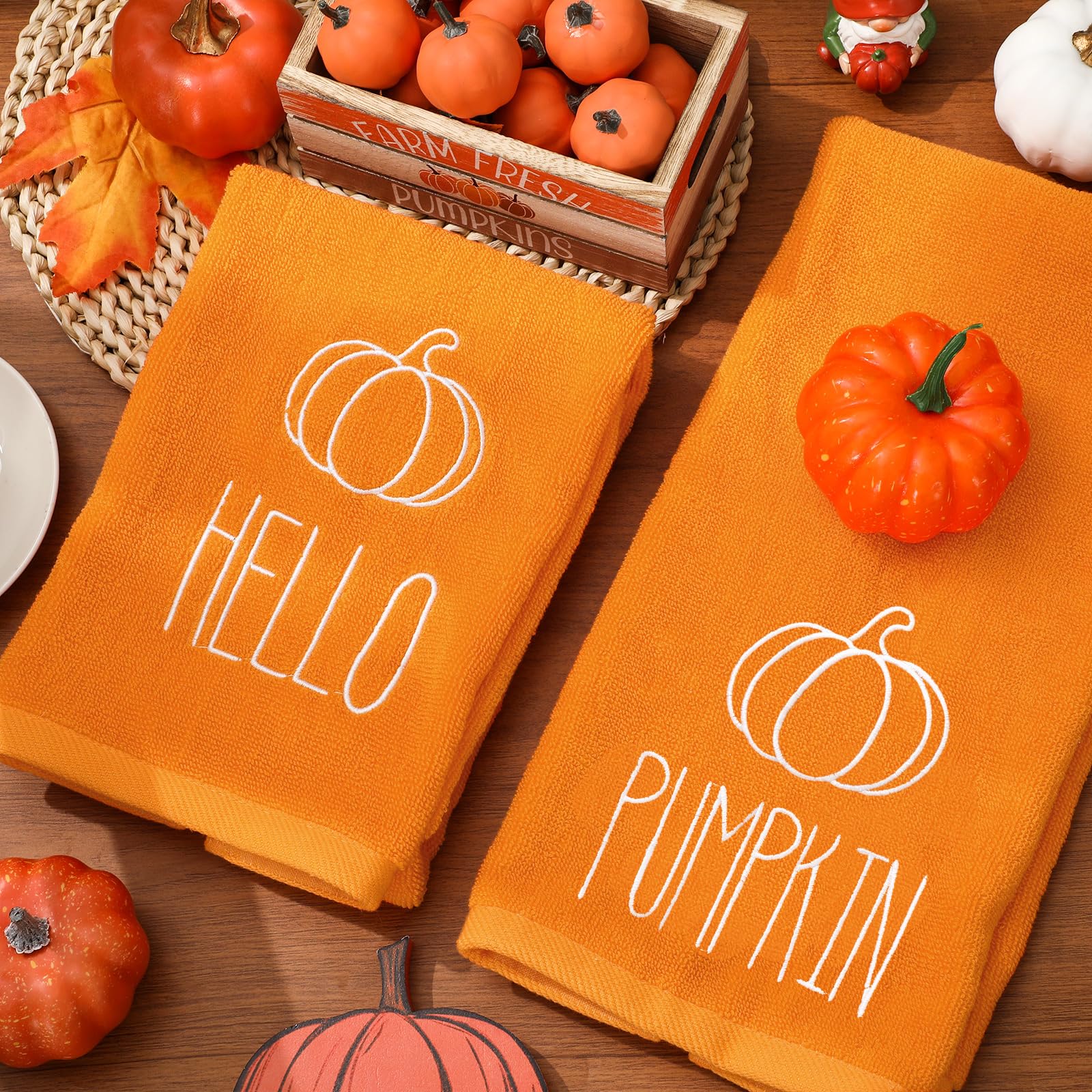 Pumpkins Fall Bathroom Towels 4pc Thanksgiving Harvest Fall