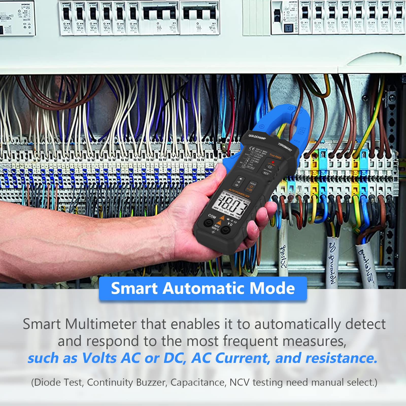 Clamp Meter Multimeter Tester AC/DC 6000 Counts Measures Capacitance, Resistance, Continuity, Diode, TRMS NCV with Auto Range - Image 2