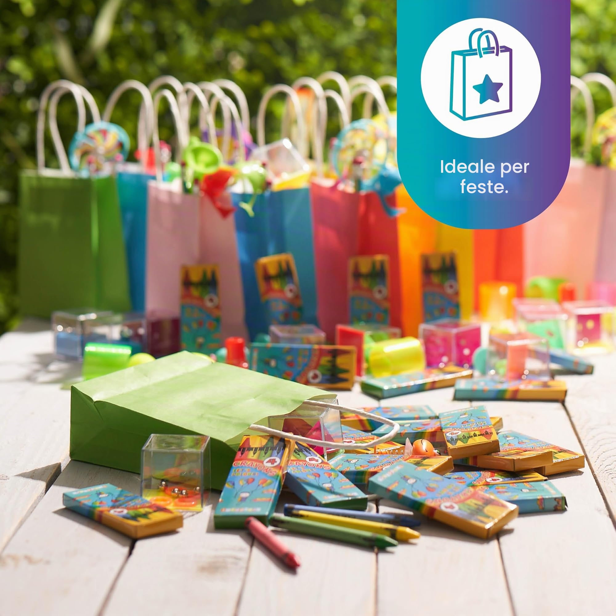 THE TWIDDLERS 50 Sets di Pastelli a Cera Colorate Bambini, 4 Crayons per Scatola, 200 Totale - Bomboniere e Pignatta, Ideale per Mini Gadget Regalini Fine Festa Compleanno