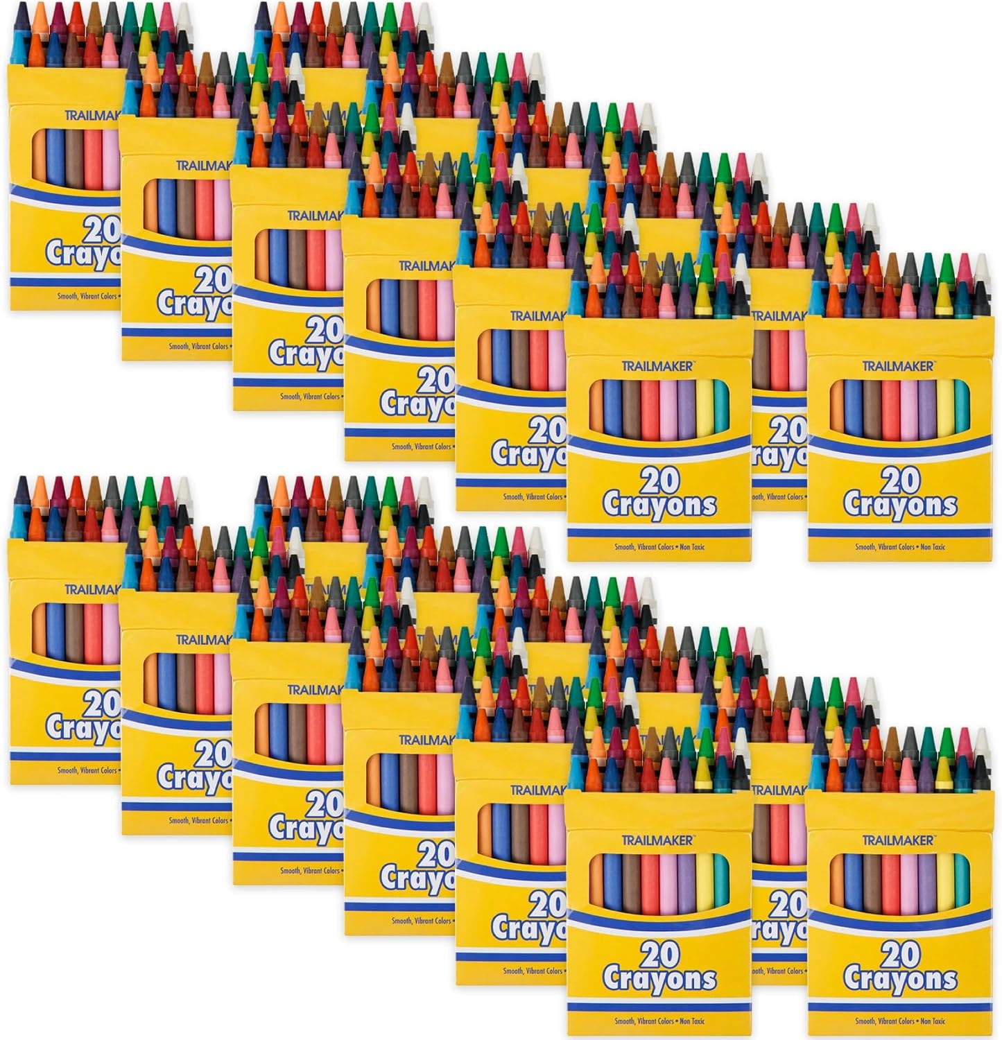 Trail maker Bulk Crayons for Kids (500 Count) Classroom School Supplies, Party Favors, Donations, Daycare, Preschool & Summer Camp (25 Boxes of 20 Crayons)