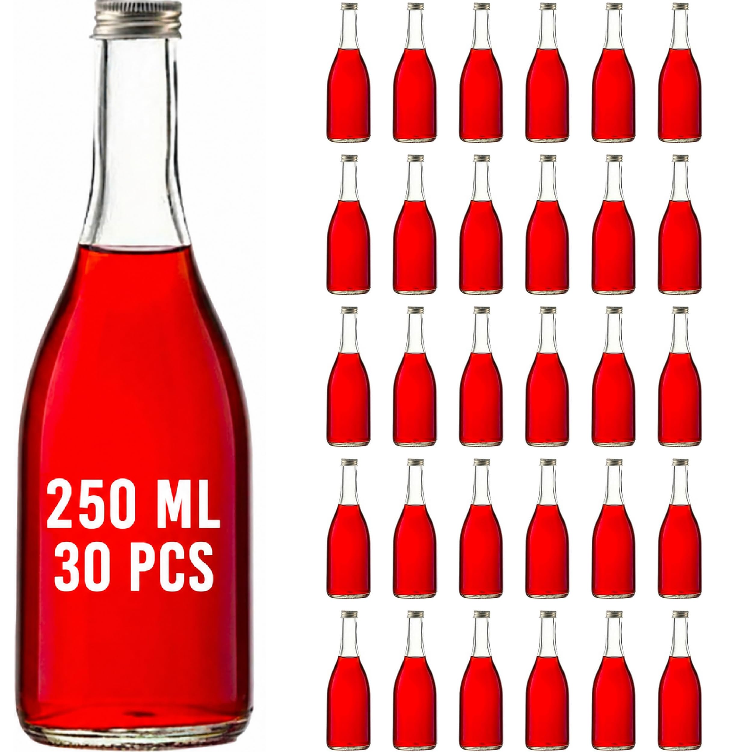 casavetro 12, 30, 42 x 250 ml Flaschen Gerad-Schrubverschluss Saftflaschen kleine Weinflaschen Flaschen zum selbst Abfüllen 0,25 Liter l Likörflaschen Schnapsflaschen Glas Essig-Öl (30 Stück) Küche, Haushalt & Wohnen