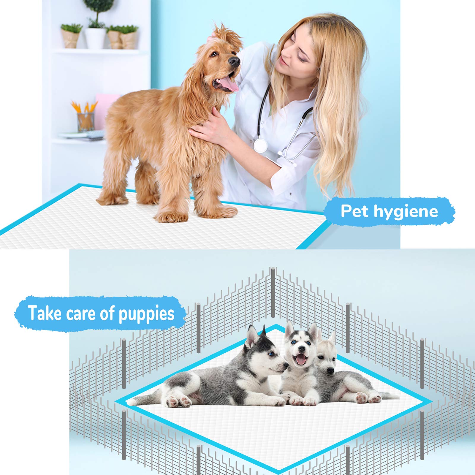 JOINPADS Dog Pee Pad, Puppy Potty Training Pet Pads Dog Pads Extra Large Disposable Super Absorbent & Leak-Free Pee Pads 28"x34" 2