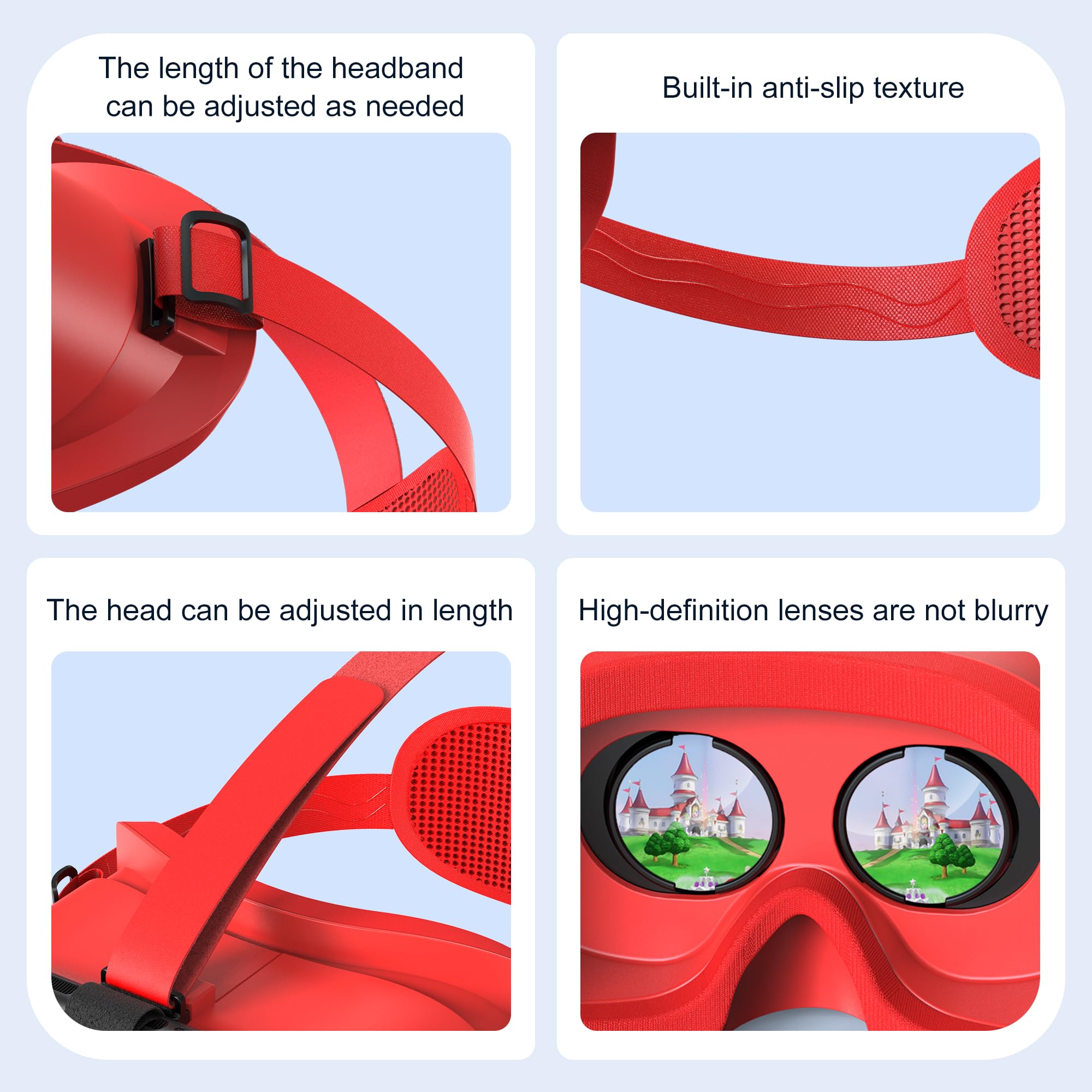 Casque réalité virtuelle Nintendo Switch 2 objectifs HD réglables sangle confortable lunettes 3D bleu rouge