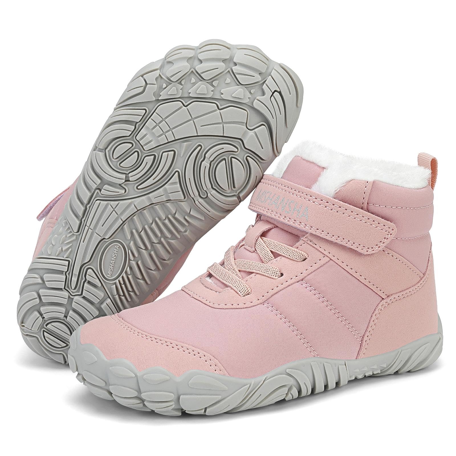 Mishansha Kinder Winter Barfußschuhe Warm Gefüttert Winterschuhe Leicht Rutschfest Winterstiefel mit Breite Zehenbox-Chill II, Gr.25-36