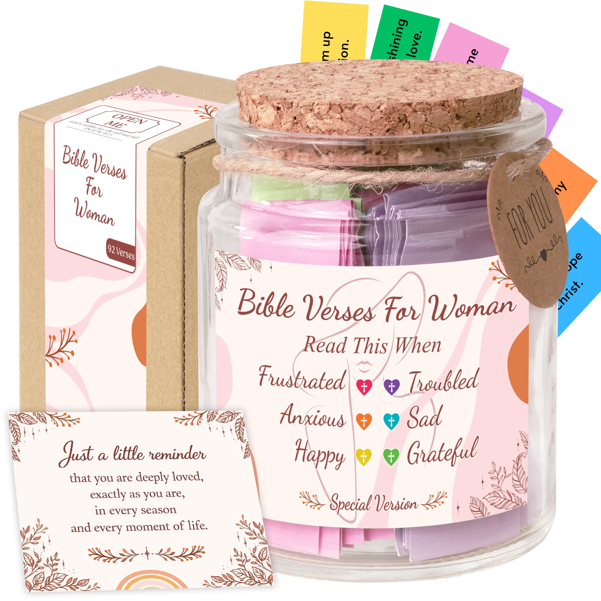 Bible Verses Jar for Women – Christian Gifts For Women, Color Coded Scripture Jar, Mothers Day Gifts For Mom
