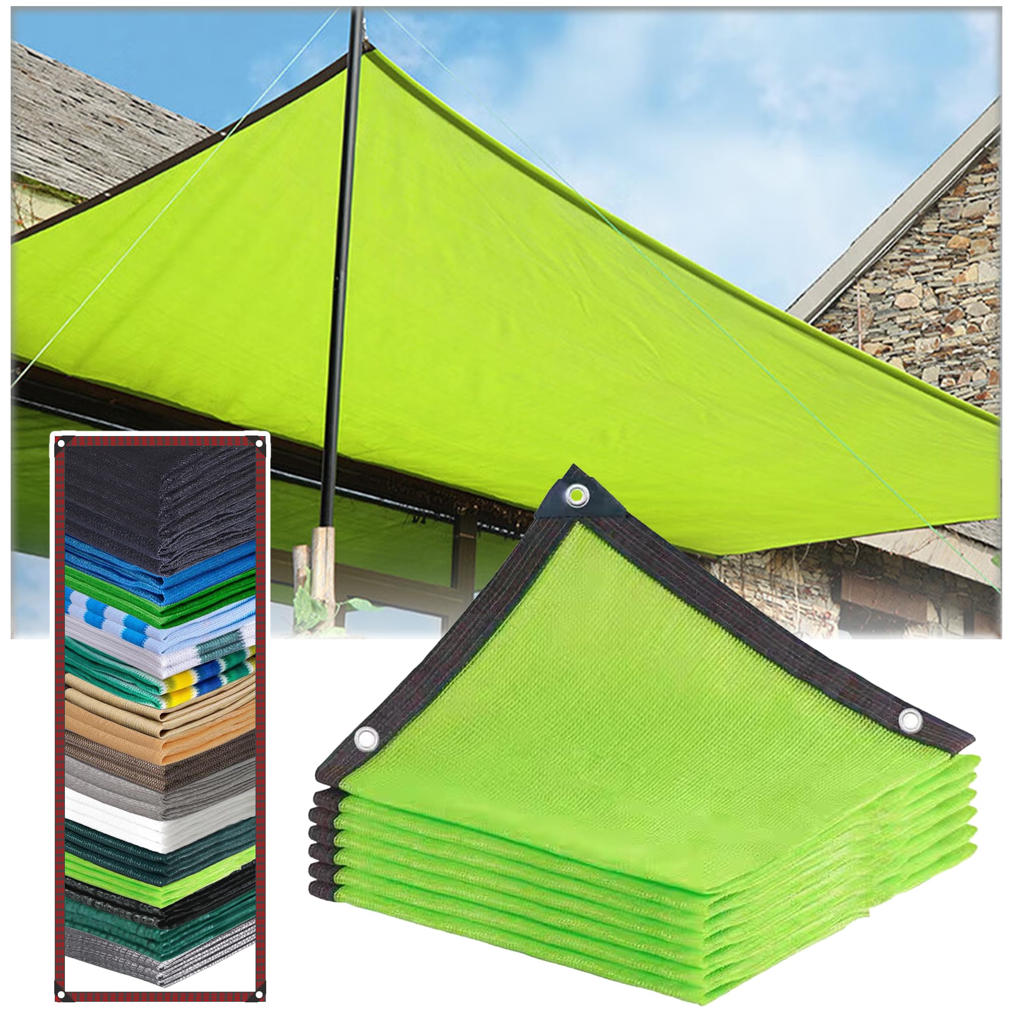 KLGFBDC Rectangular Sun Shade Sail Awning with Eyelets 90% UV Protection for Garden Patio Greenhouse Chicken Coop & Carport Fruity Green (8x12m)