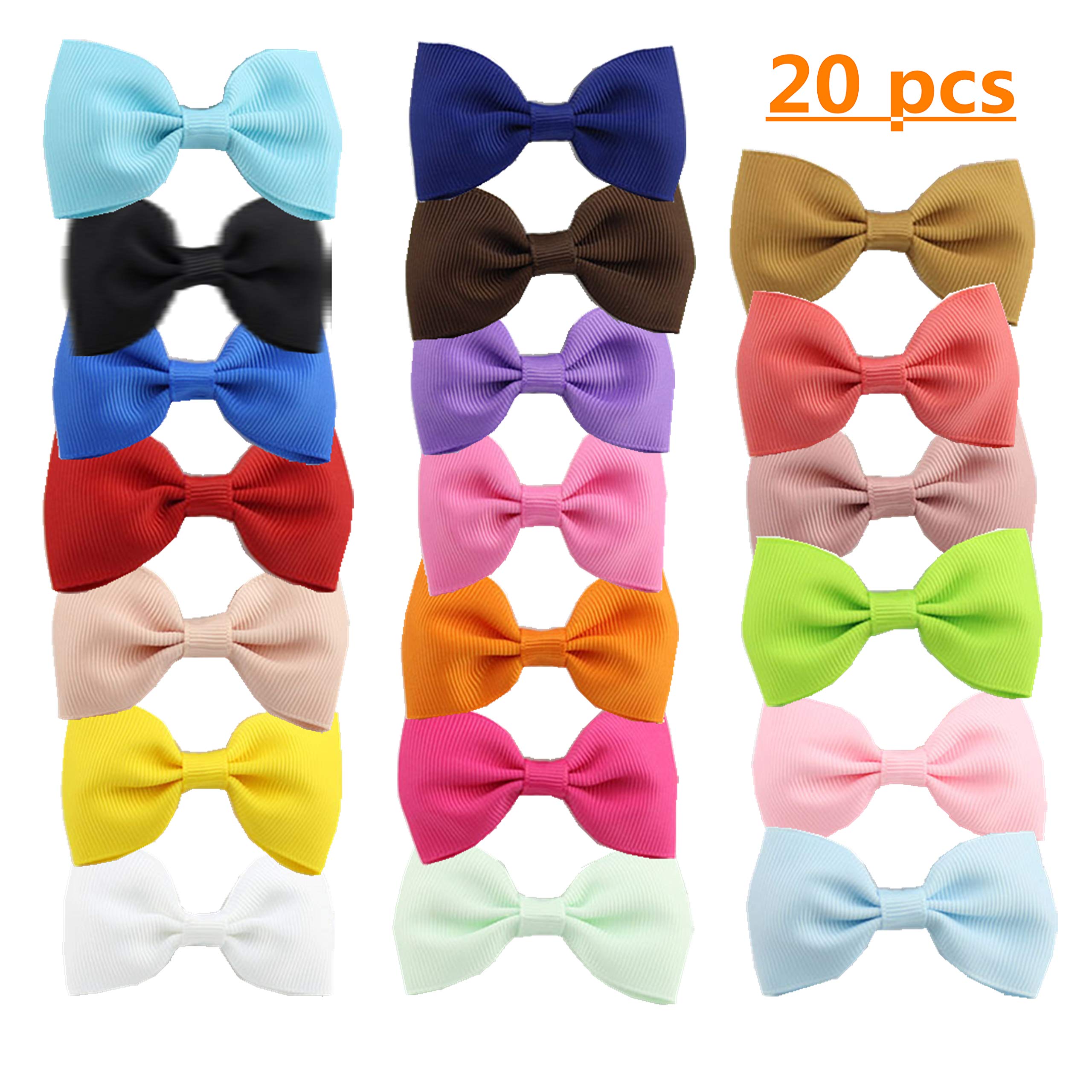 Hair Clips for Girls Small Tiny Hair Bows Grosgrain Ribbon 20 Colors Alligator Barrette Clips for Girls Kids Children Newborn Infants Toddlers Dogs