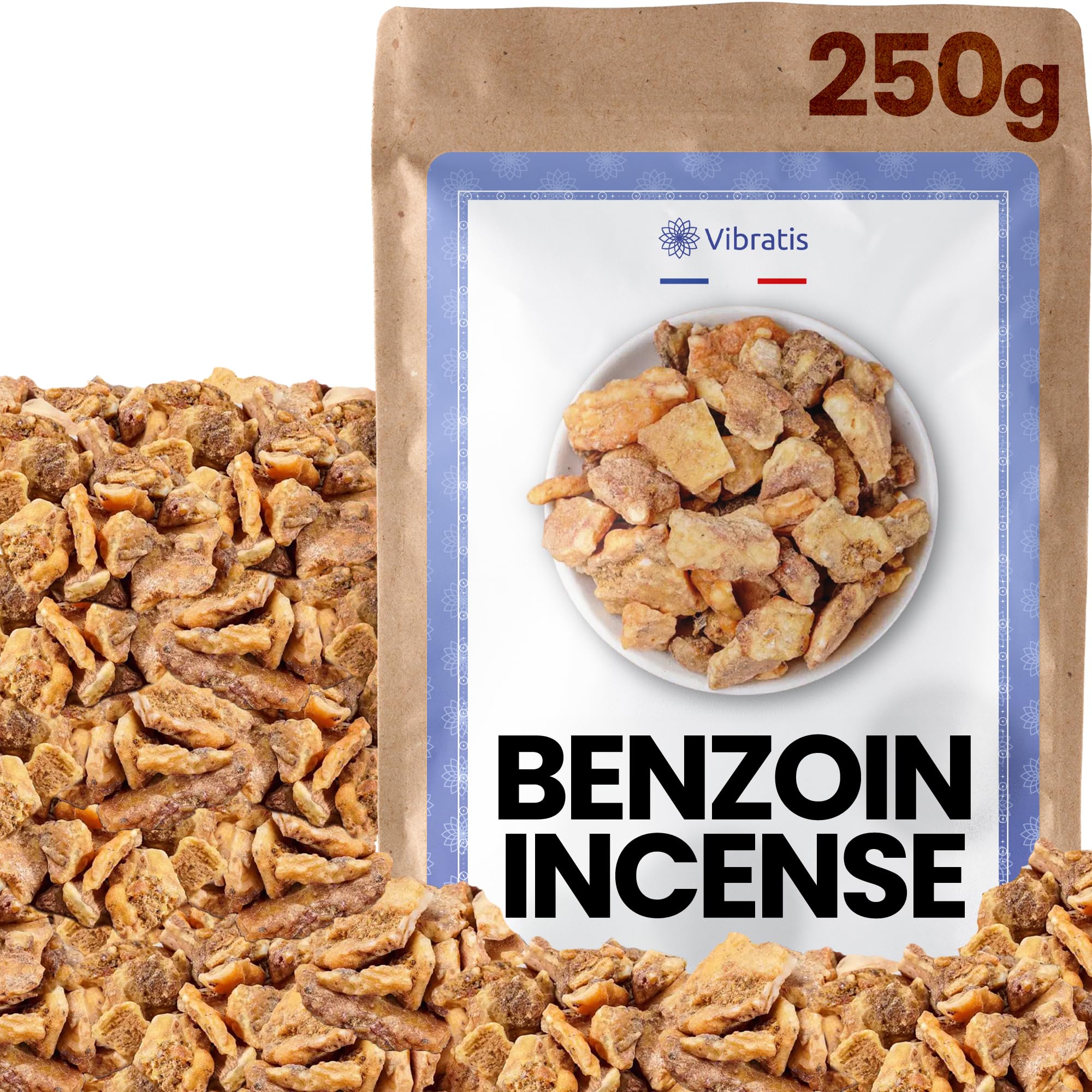 Vibratis Brown Natural Benzoin Incense 250G - Incense Grains For Home Purification - Brings Good Luck To Shops - Ideal For Meditation And Relaxation