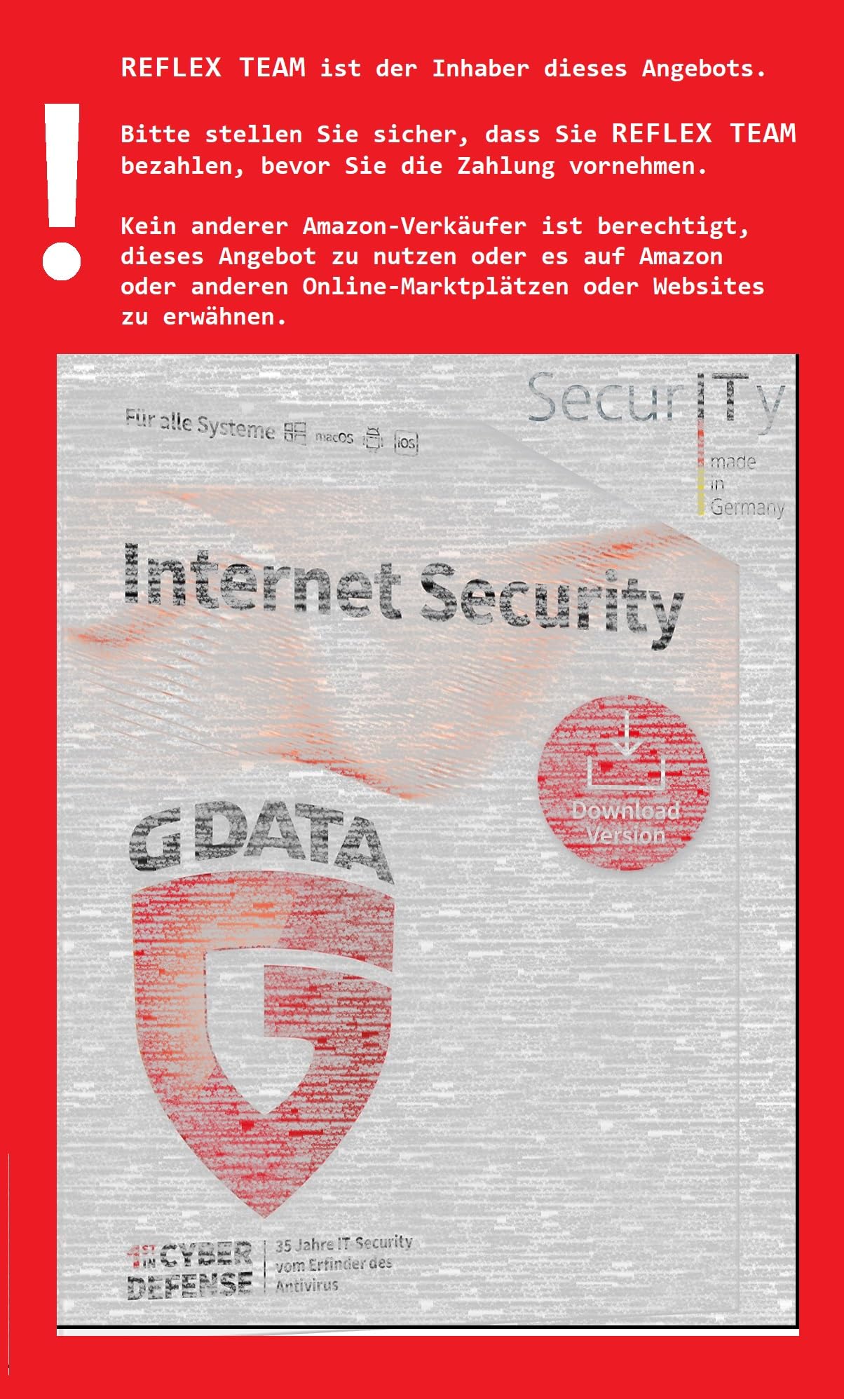 G DATA Internet Security 2026 | 3 Geräte - 1 Jahr | Made in Germany | Virenschutzprogramm für Windows, Android, iOS | Updates inklusive | Software Key Card per Amazon-Email