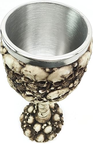 Miniatura 6 de Ebros Día de los Muertos Osario Calaveras Copa de vino con espina dorsal esquelética Montaña Montaña de Cráneo Humano Sacrificio Cáliz de vino como