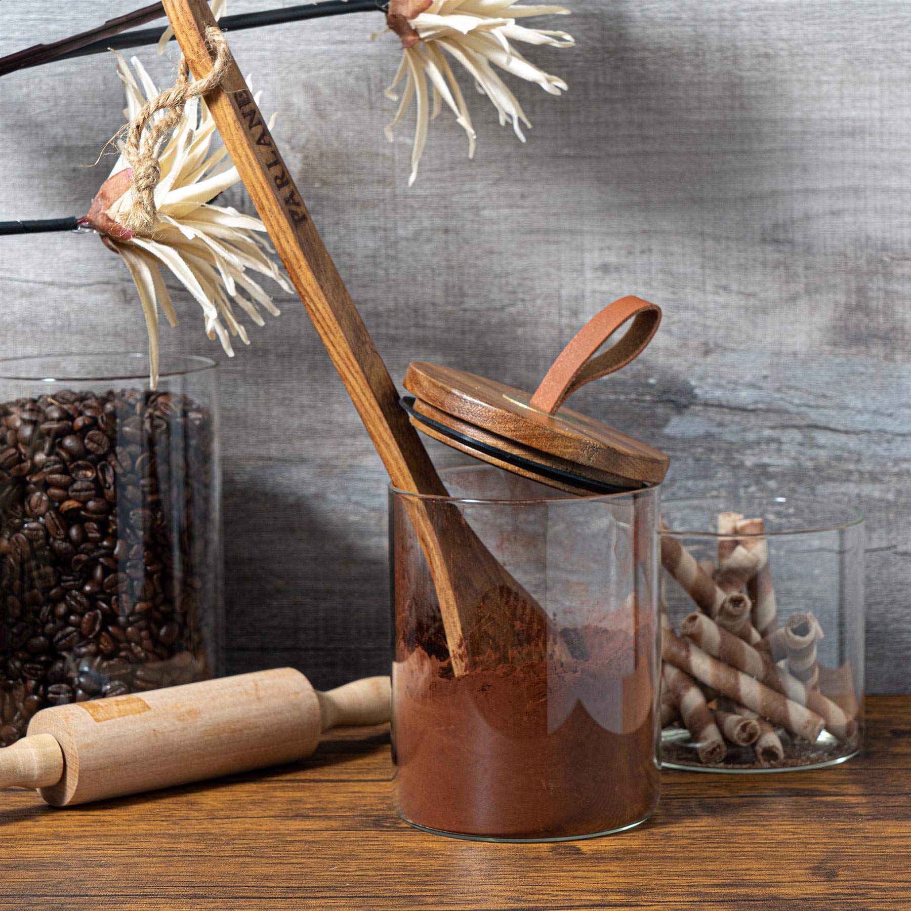 Argon Tableware Pot En Verre Avec Couvercle En Bois Conteneur