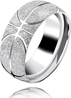 8mm Stainless Steel Basketball Ring Comfort Fit Band Creative Sport Souvenir Gifts for Men