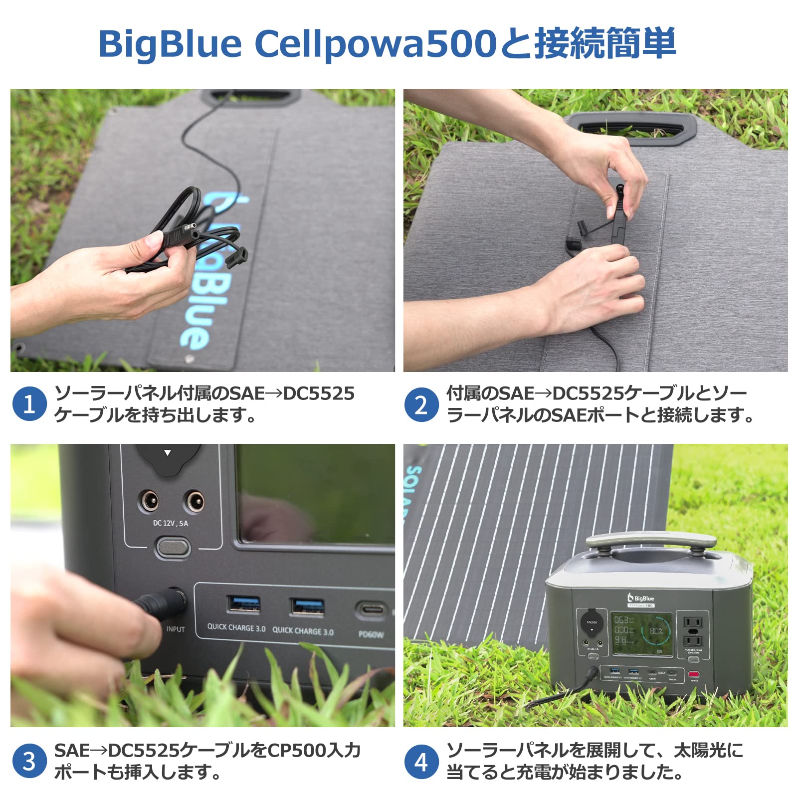 Amazon.co.jp: 【2点セット】BigBlue Cellpowa500 ポータブル電源 