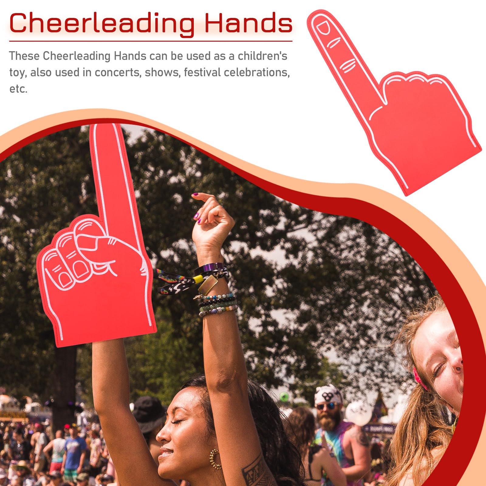 INOOMP 3pcs EVA Giant Foam Hands 18 Inch Cheerleading Foam Fingers Cheering Fingers For Sports Event Cheering Prop(Red ) - Image 2
