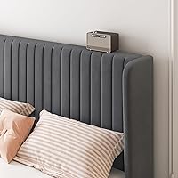 Vista 21 de SHA CERLIN Base de cama de terciopelo tamaño King con cabecera capitoné de canal vertical, plataforma tapizada con listones de madera, no necesita