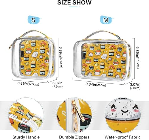 Miniatura 4 de Kawaii Doodle Sushi Clear Toiletry Bag for Traveling,2 Pack Makeup Cosmetic Bag with Zipper,Travel Bag for Toiletries,Travel Essentials 21214848