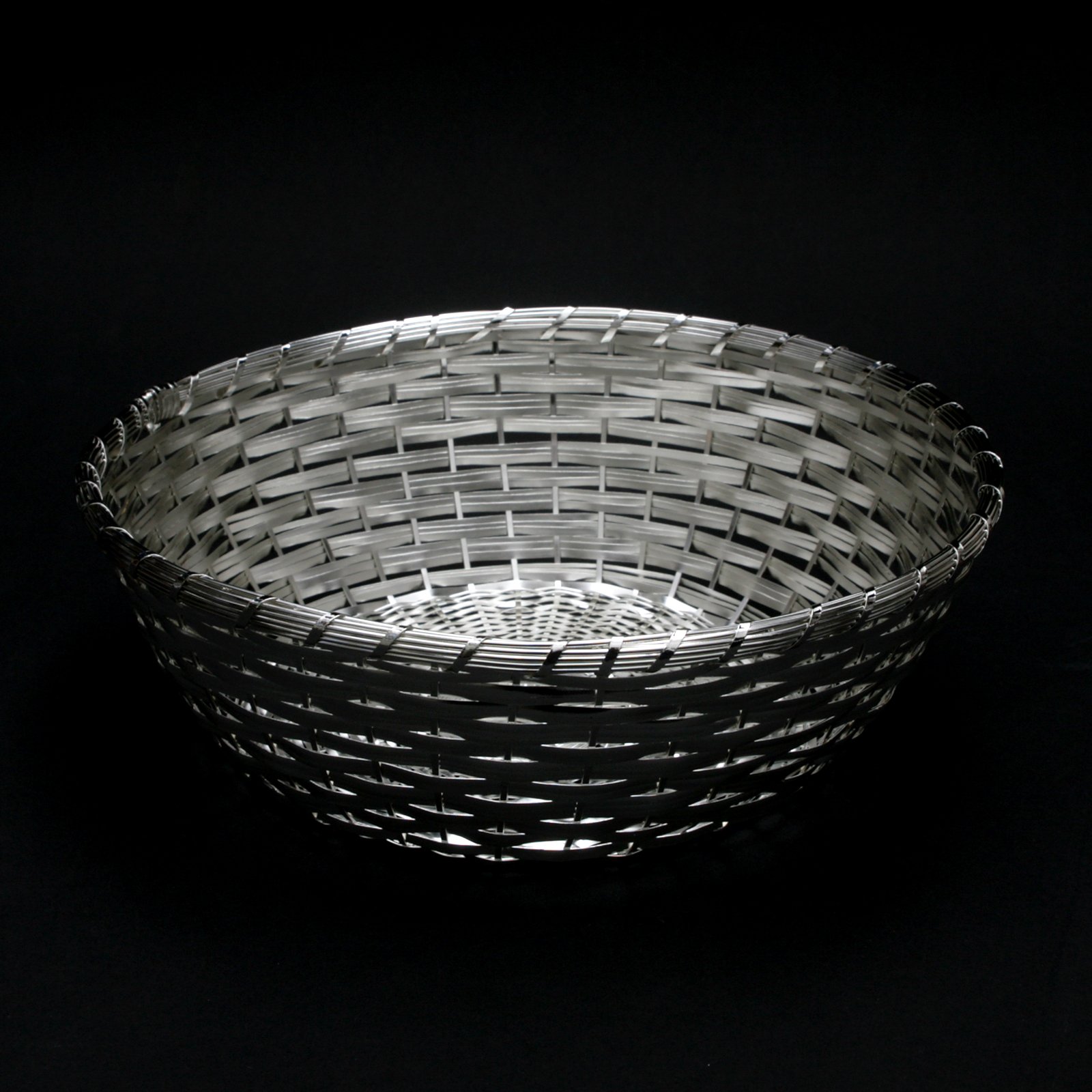 Designerski koszyk na pieczywo pleciony 18,5 cm ø posrebrzany zabezpieczony przed nalotem, okrągły koszyk na owoce koszyk metalowy nierdzewny (mały)