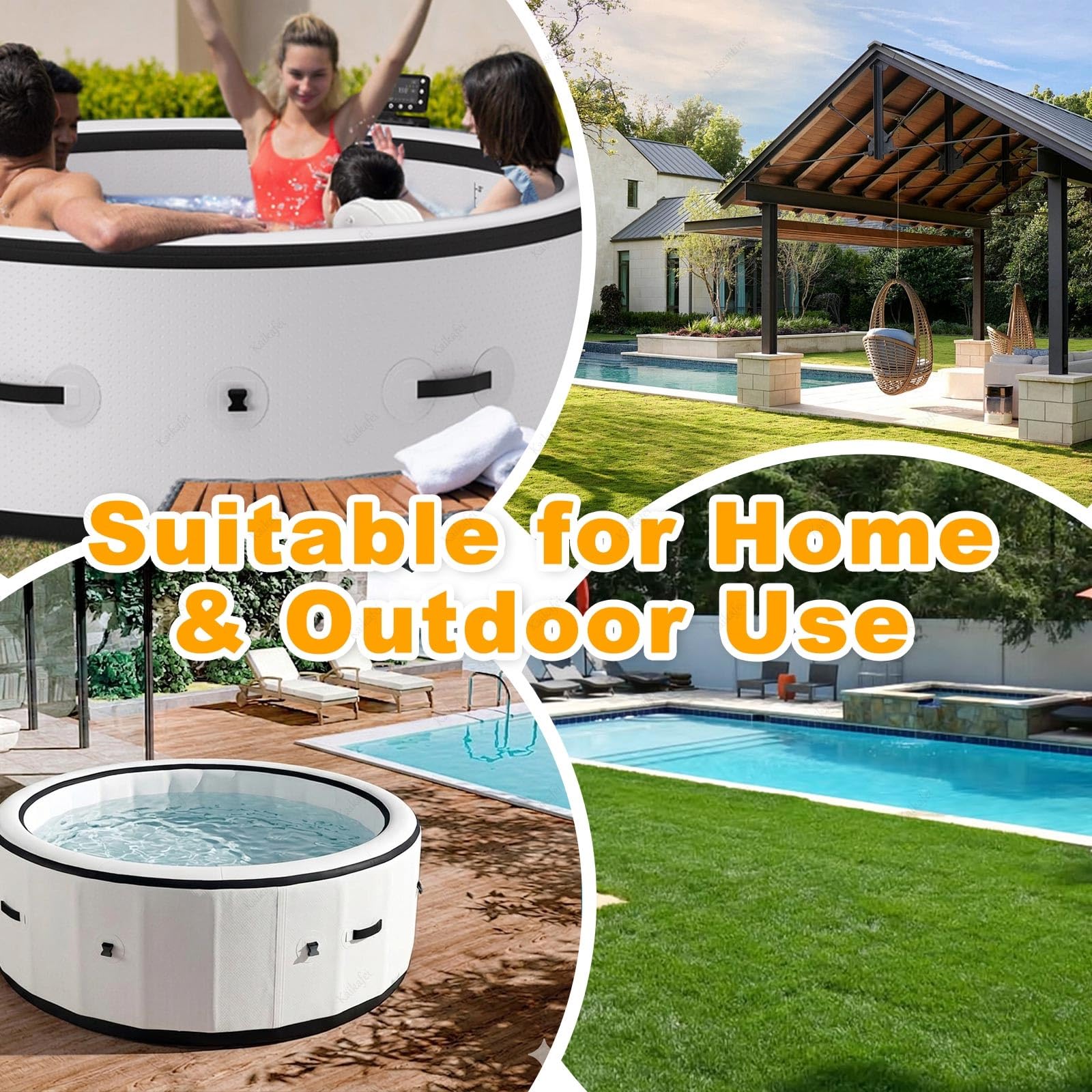 Vasca idromassaggio gonfiabile con copertura termica, gonfiaggio con un clic per massaggio lenitivo e relax in giardino