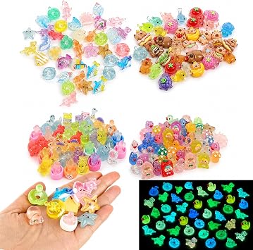 190PCS Luminous Resin Animals Mixed, Tiny Resin Animals Miniature, Small Plastic Animal Figures Glow in the Dark for DIY Garden Landscape Potted Plants Decorations