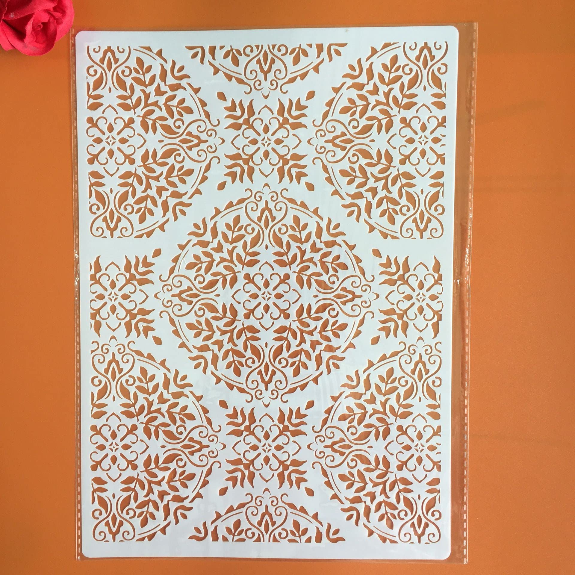 Stencil Mandala E Piume 7 Pezzi - Riutilizzabili Per Pittura Pareti, Legno E Tessuti - Foto 6