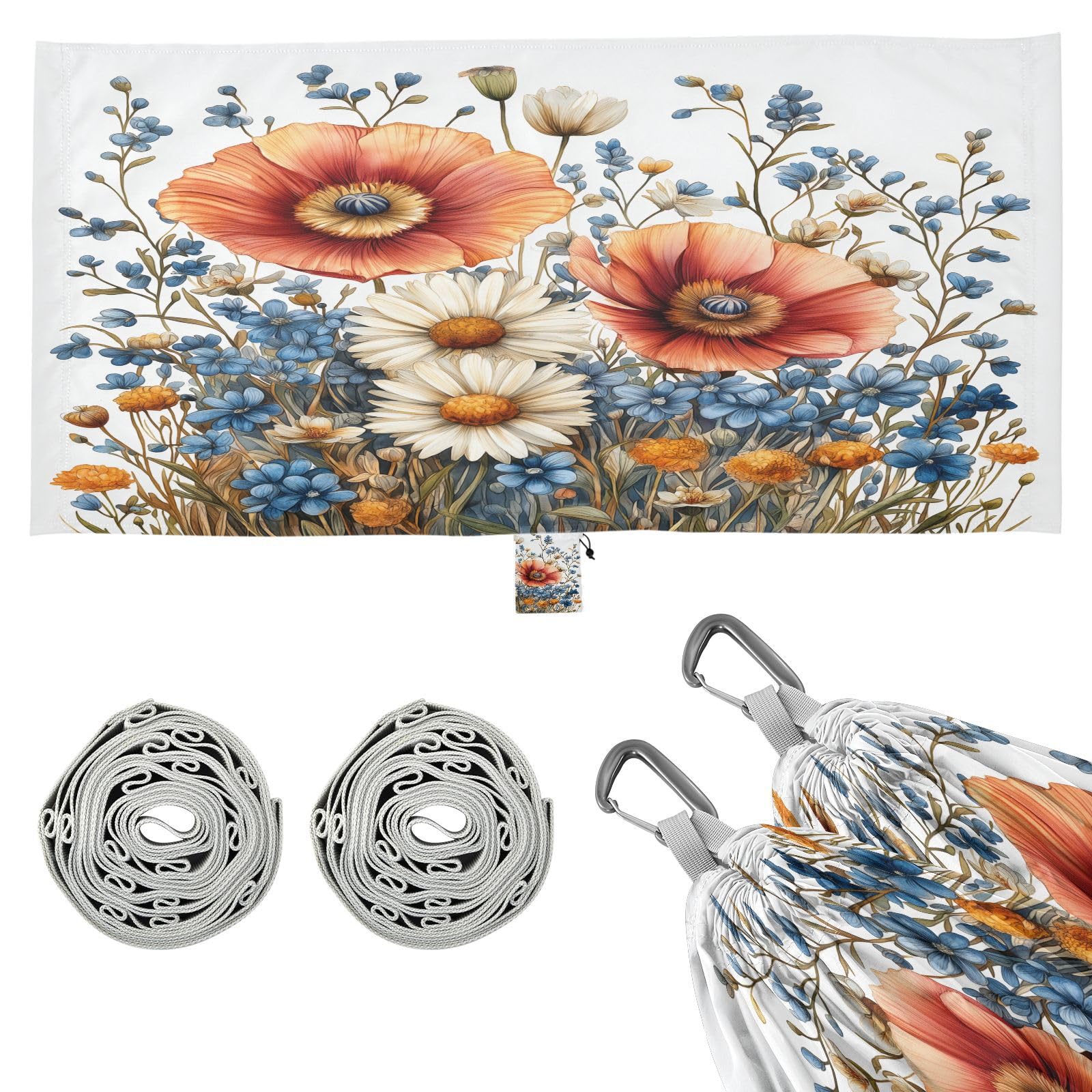 ATTX Elegant Wildflowers Camping Hammock - Lightweight & Portable Hammocks, Heavy Duty 330lbs Capacity for Indoor, Hiking, Backpacking, Travel, Backyard, Beach#8