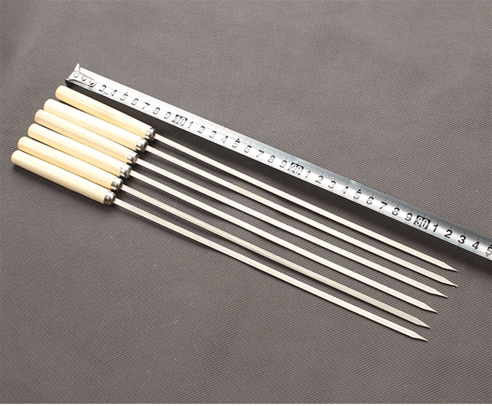 HMTE Ago per arrostire Barbecue Piatto con Manico in Legno Spiedini per arrosti in Acciaio Inossidabile (Colore : 10 Pezzi) (50 Pezzi)