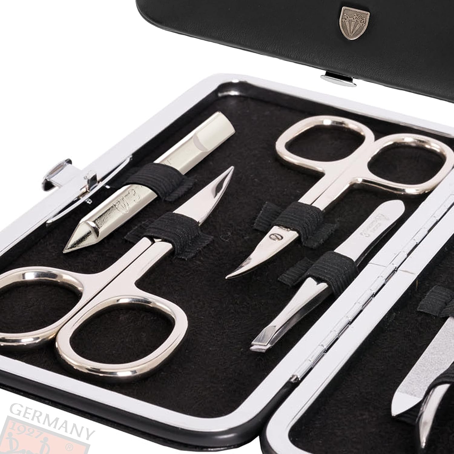 3 Swords Germany - brand quality 7 piece manicure pedicure grooming kit set for professional finger & toe nail care scissors clipper fashion leather case in gift box, Made by 3 Swords (6684) 4 81 bnGdL32L. AC SL1500