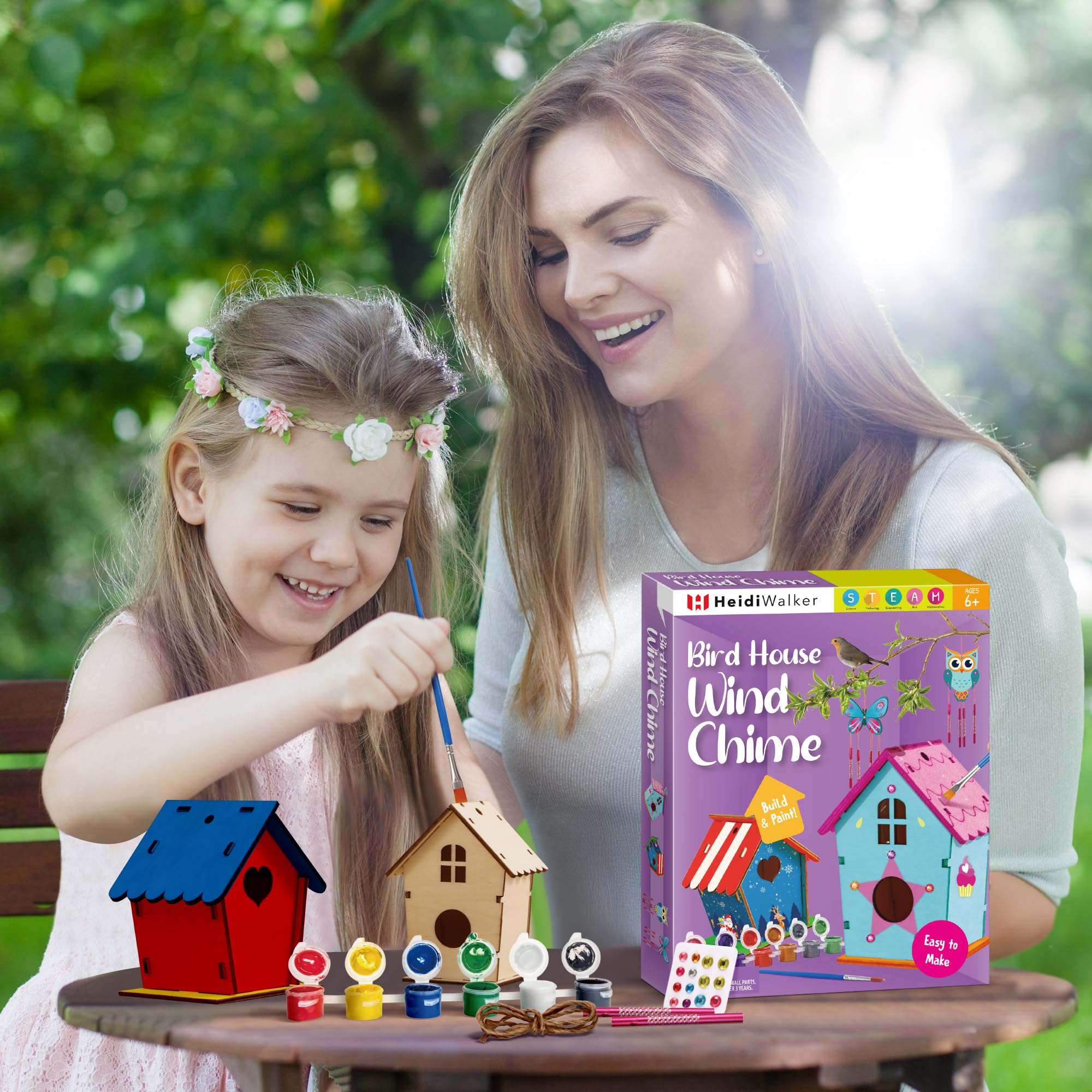 Byncceh 2 PCS Casa de Pájaros de Madera para Pintar Niños – Kit Manualidades Niños y Niñas con Kit Pintura, Figuras para Pintar y Casa Pájaros Manualidades, Regalos Creativos 6-12 Años