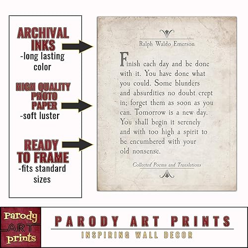 Miniatura 4 de Finish Each Day, Ralph Waldo Emerson Quote Art Print, Unframed, Literary Inspirational Motivational Sign, Birthday Housewarming Christmas Gift, 8x10